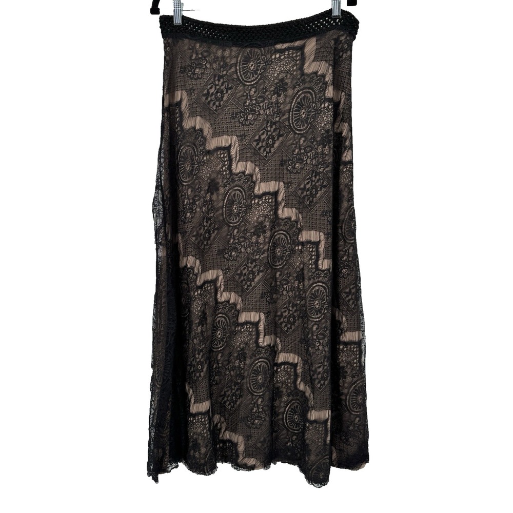 Cameo And‎ Myth Skirt L Black Lace Fairy grunge Whimsigoth Midi Boho Romantic